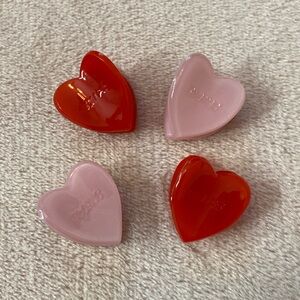 Skims mini heart hair clips pack baby pink/ruby